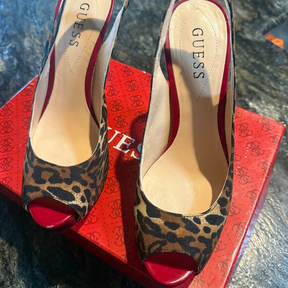 Guess Size 7 Leopard Print with Red Heels - Picture 2 of 3